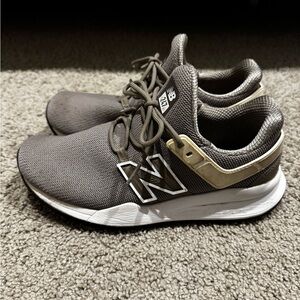 New Balance Women’s Taupe and White Sneakers